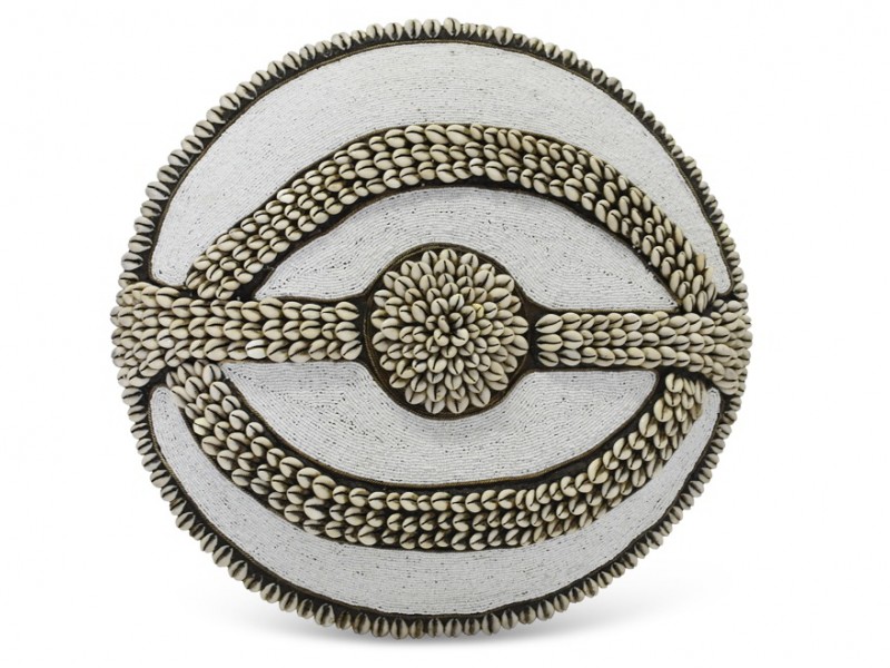 Large Beaded Shield - White Oval Cowrie Split Design